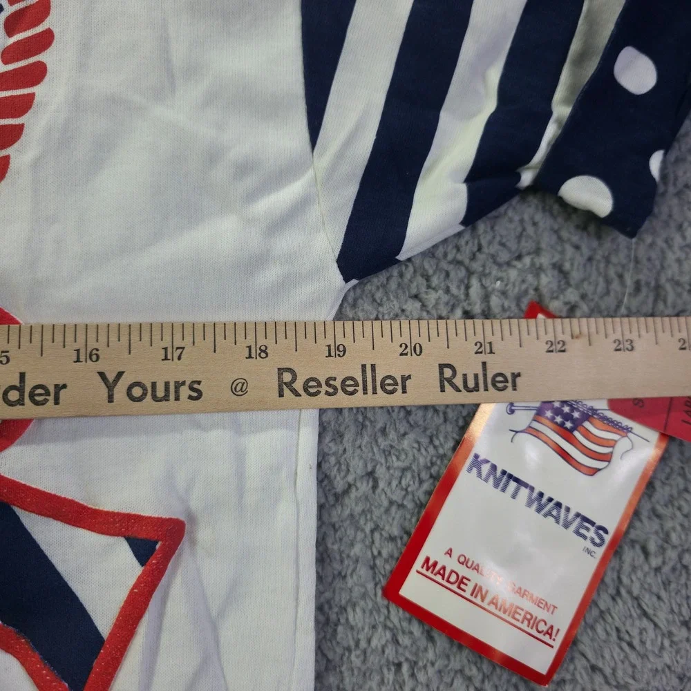 Vintage Knitwaves Kids Nautical Anchor Stars Top Red White Blue Large 34661 NWT